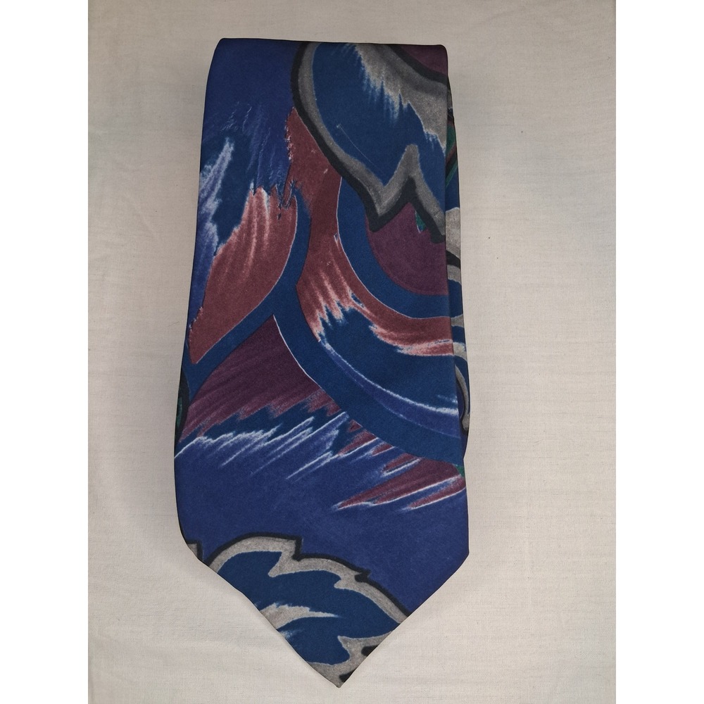 Vintage Surrey Men's Necktie Brown Blue Abstract Geometric Wide Retro Polyester